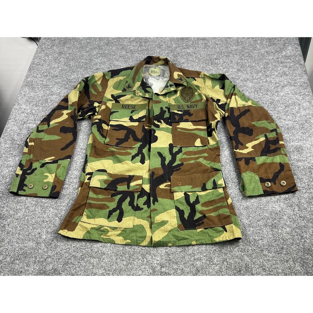 US Navy Woodland Camo Combat Coat Small Long American Apparel Ripstop 1999 BDU